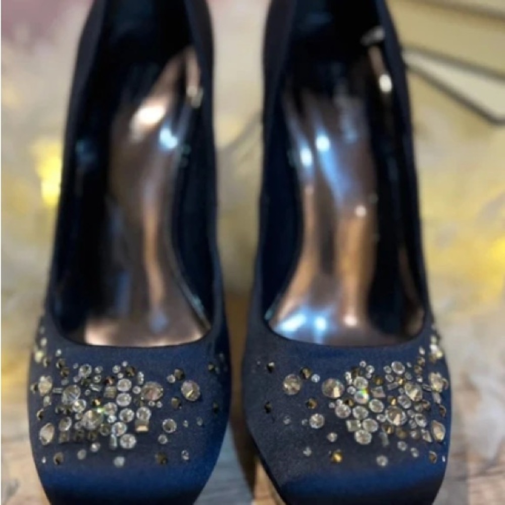 Navy Embellished Heels